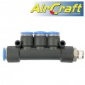 PU HOSE FITTING MANIFOLD 4 X 8MM PORT X 1/8'M